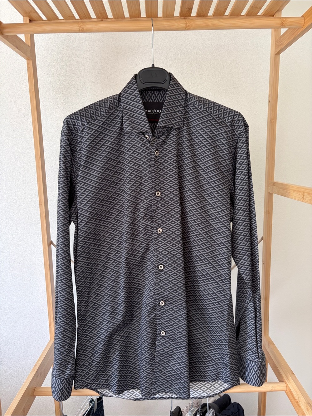Men's Patterned Dress Shirt in Charcoal